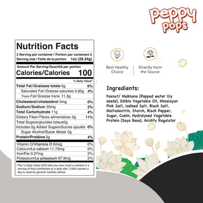 PEPPY POPS HIMALAYAN SALT & PEPPER ROASTED FOXNUTS - Pride Of India