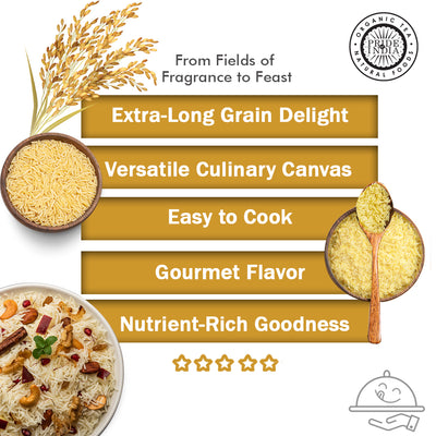 Extra Long Indian Golden Basmati Rice - Healthy Parboiled Sella Grain Jar - Pride Of India