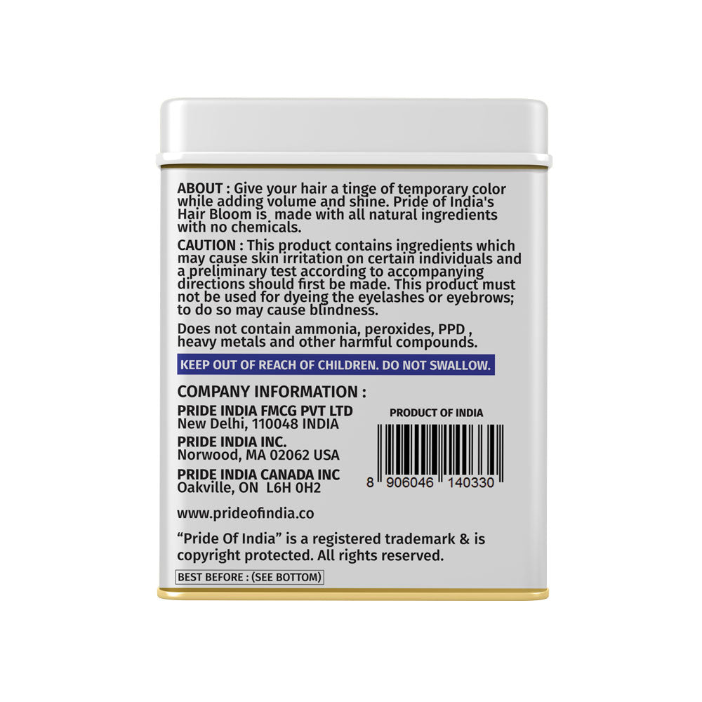 Hair Bloom Natural Blue Black Hair Color- Herbal Indigo w/ False Daisy & Gooseberry Hair Color Powder- 12 individual sachets (10 gm each)- Reusable Brush & Tray Included - Pride Of India